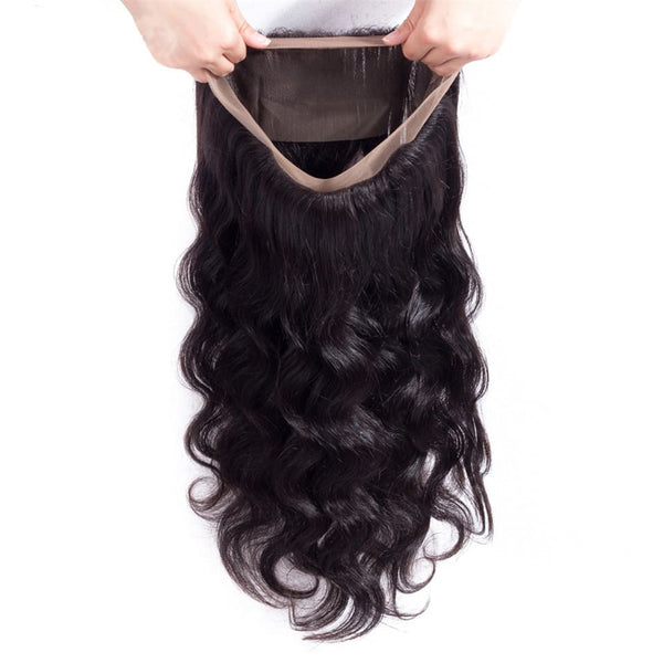 10-24 inch Black Body Wave Transparent | HD Lace Human Hair 360 Frontal Closure