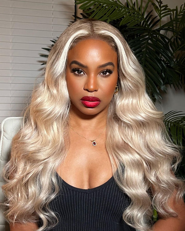 16”-28” lengths blonde rooted hd swiss 360 lace front human hair wigs