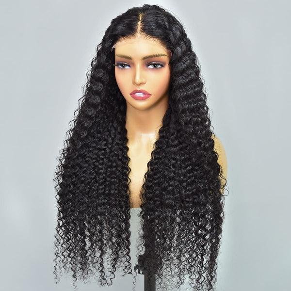 16-24inch Black Curly Deep Wave Glueless 7x5 | 6*5 Closure Human Hair Wigs
