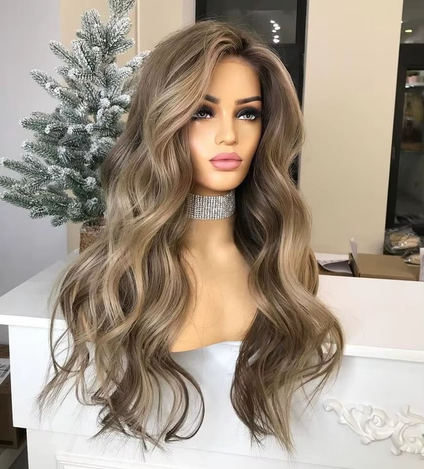 Full lace 18 inch ash brown : human hair wig ? Alipearl Hair Light Ash Brown Silky Straight Pre-Plucked  main image 2