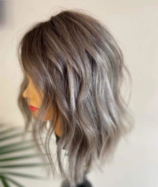 12 Inch Cold Grey Balayage 100% Human Hair Swiss Lace Front Glueless Wig Bleached Knots Transparent Lace Wig - ULOFEY