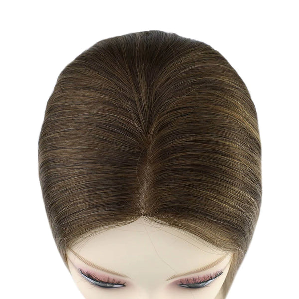 12-20inch  Breathable Silk base With Clip In Human Hair Topper