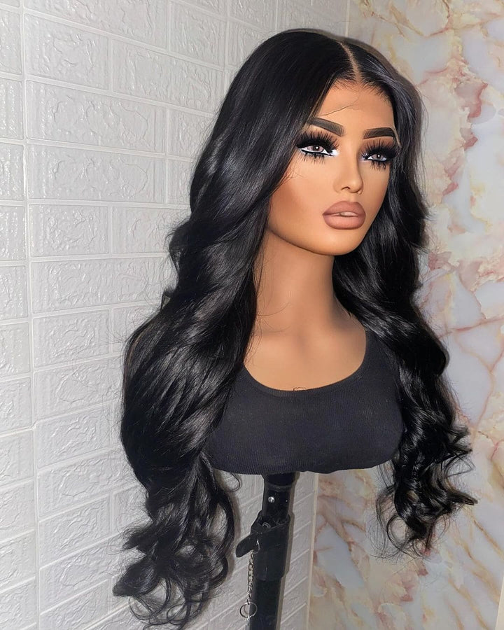 20-26inch Black Loose Baby Wave Pre-bleached Knots Glueless 13*6 HD Lace Front Human Hair Wigs - ULOFEY