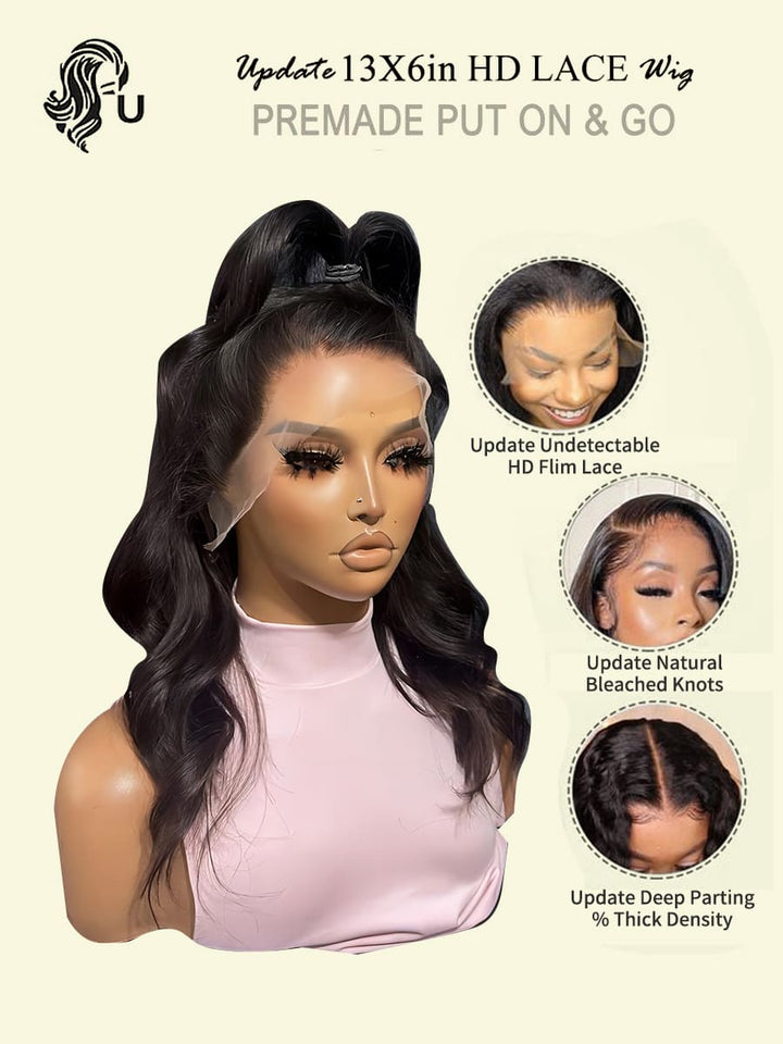 20-26inch Black Loose Baby Wave Pre-bleached Knots Glueless 13*6 HD Lace Front Human Hair Wigs - ULOFEY