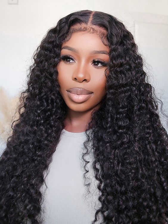 12-26inch Peruvian Kinky Curly Water Wave 13*4 Lace Front Human Hair Wigs
