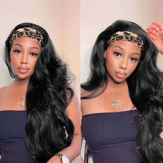 10-28inch Natural Color Body Wave Glueless No Lace Free Part Remy  Human Hair Headband Wigs
