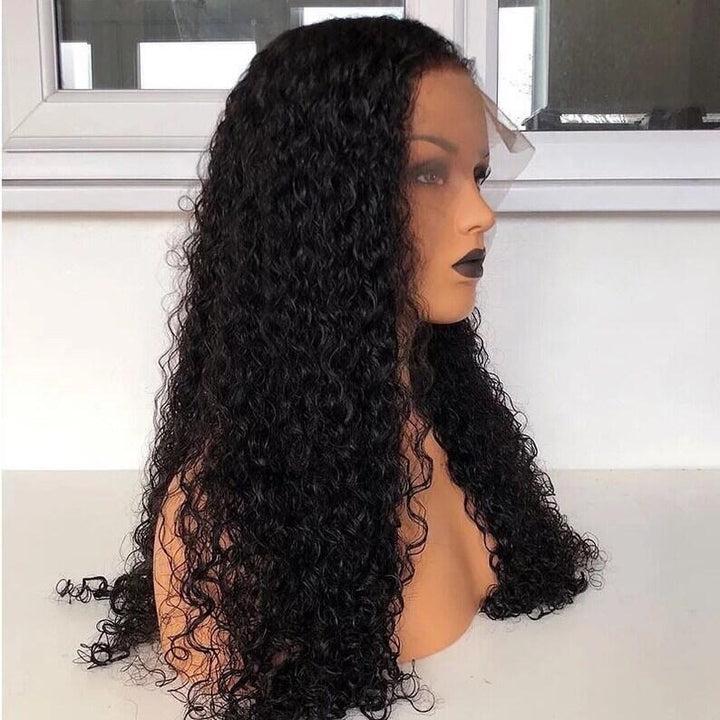 Peruvian kinky curly water wave virgin human hair lace front wig - ULOFEY 