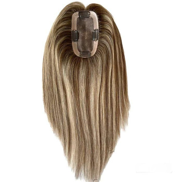 14-18inch Blonde Highlight Full Mono Mini Virgin Human Hair Topper