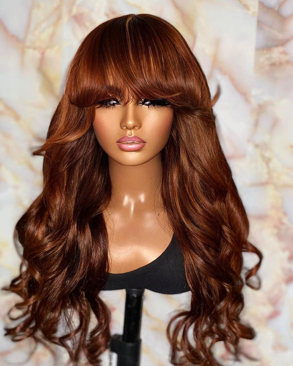 14-24inch Ginger Put On And Go Glueless Loose Baby Wave 5x5 Closure Human Hair Wig