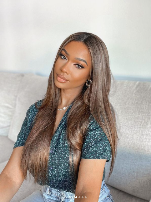 14-28inch Brown Ombre Highlights Straight  13*4 Front Lace Human Hair Wigs