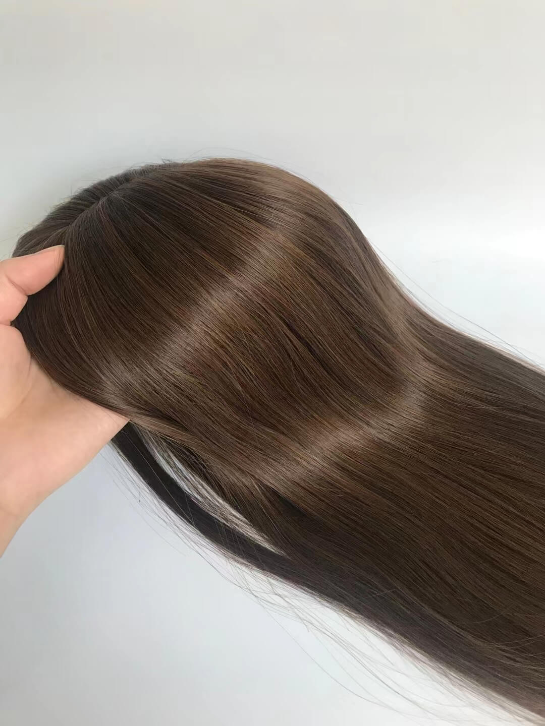 14-20 inch 4# Color Straight Skin Base Human Hair Topper – Ulofey Wigs