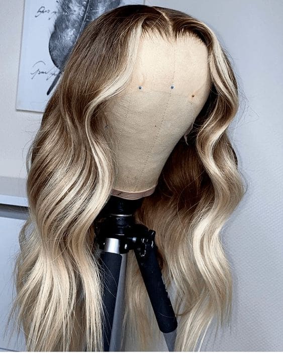 16-24inch Icy Blonde Ombré Wave 13x4 Front Lace Virgin Human Hair Wigs