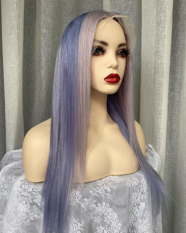 14-26inch Light Purple Highlight Srtaight 13*4 Front Lace Human Hair Wig