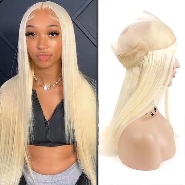 613 Blonde Straight HD Lace Human Hair 360 Frontal Closure