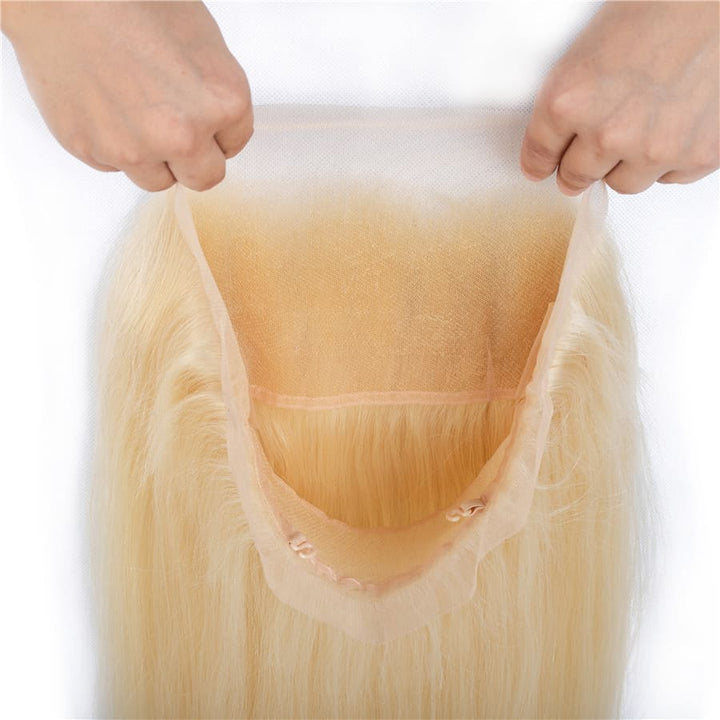 613 Blonde Straight HD Lace Human Hair 360 Frontal Closure