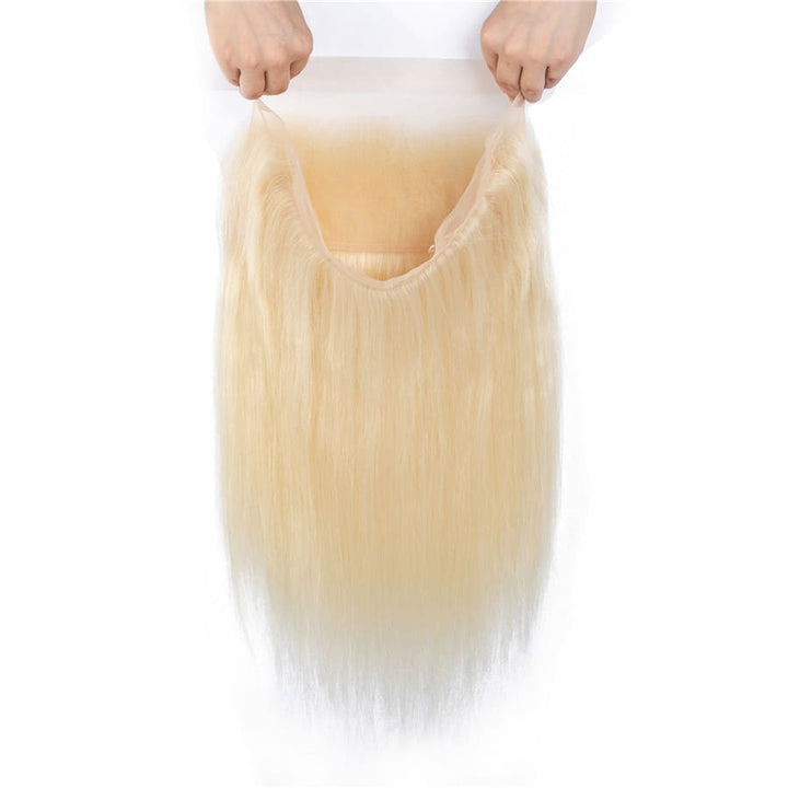 613 Blonde Straight HD Lace Human Hair 360 Frontal Closure