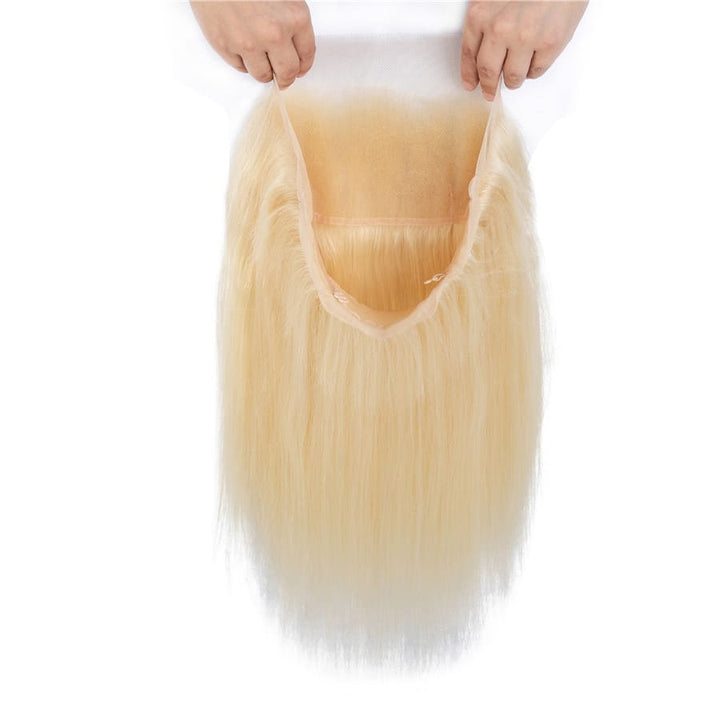 613 Blonde Straight HD Lace Human Hair 360 Frontal Closure