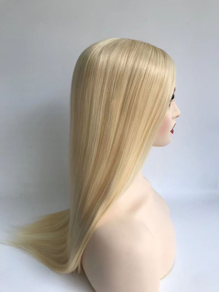 Blonde Color Straight Skin Base Clip In Human Hair Topper - ULOFEY