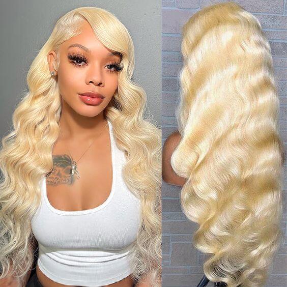 14-24inch 613 Blonde Put On And Go Glueless Loose Wave Human Hair 5x5 Closure Wigs