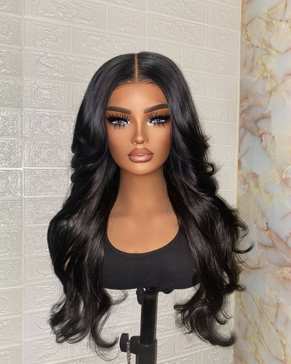 14-26inch Black Color 360 Transparent Frontal Lace Human Hair Wigs