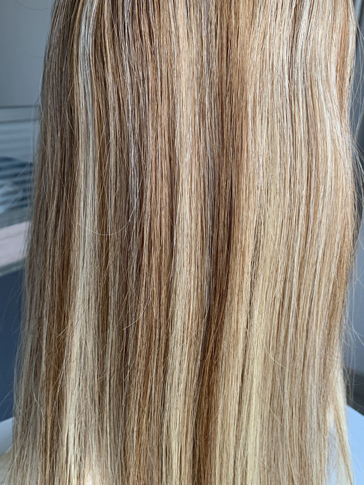 Ash Blonde Balayage 8" x 7" Mono Base + NPU With Bang Virgin Human Hair Topper - ULOFEY