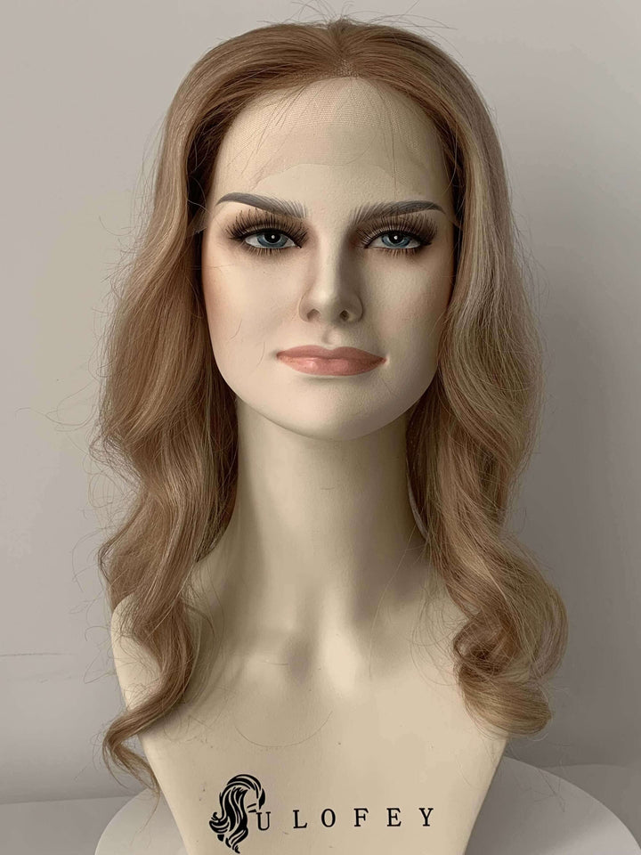 U032 Ash Blonde HD Frontal Lace Wig with 14-24 Inch Length and Transparent Lace - ULOFEY