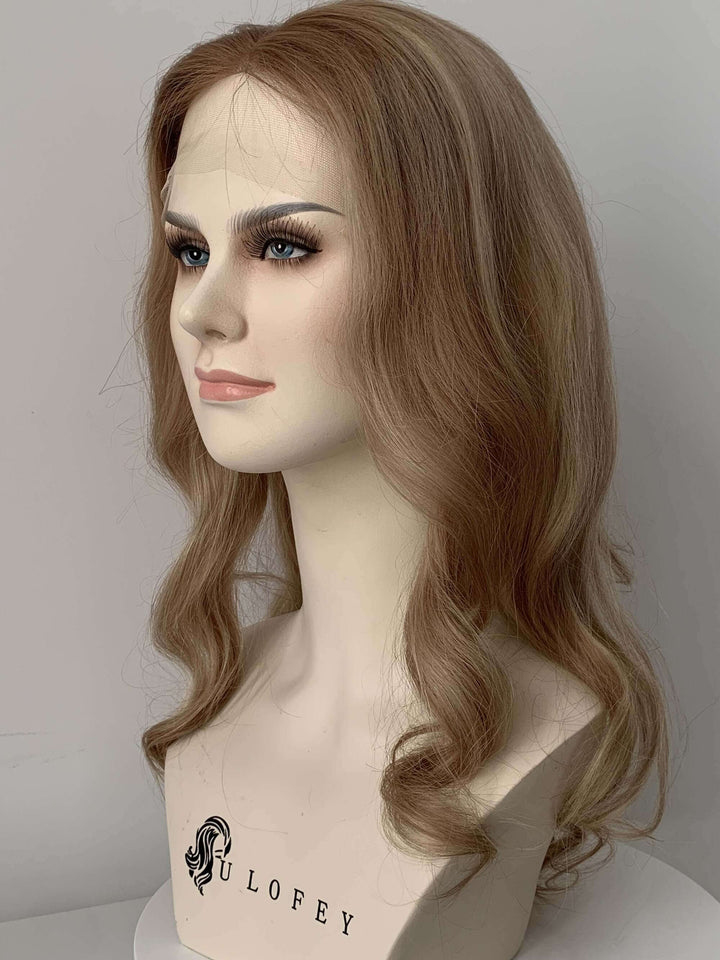 U032 Ash Blonde HD Frontal Lace Wig with 14-24 Inch Length and Transparent Lace - ULOFEY