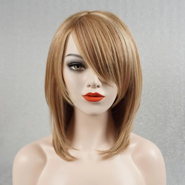 12inch Balayage Glueless with Bangs Breathable Cap Human Hair Wig - ULOFEY