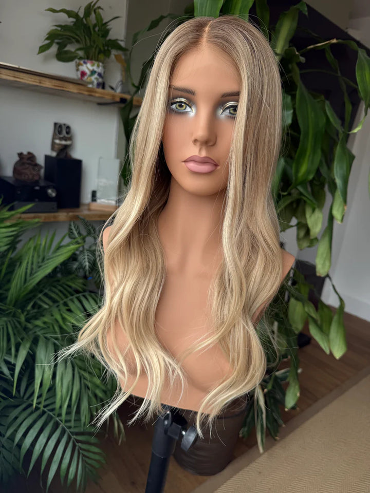 14-24inch Beige Blonde Virgin Human Hair Swiss Lace Medical Wigs - Ulofey Wigs