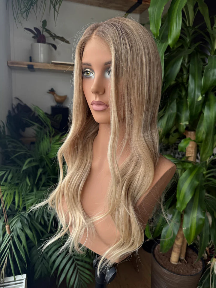 14-24inch Beige Blonde Virgin Human Hair Swiss Lace Medical Wigs - Ulofey Wigs