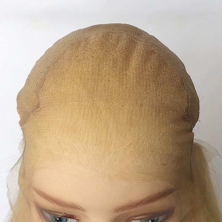 Beige Blonde Straight Virgin Human Hair Swiss Full Lace Medical Wigs- ULOFEY