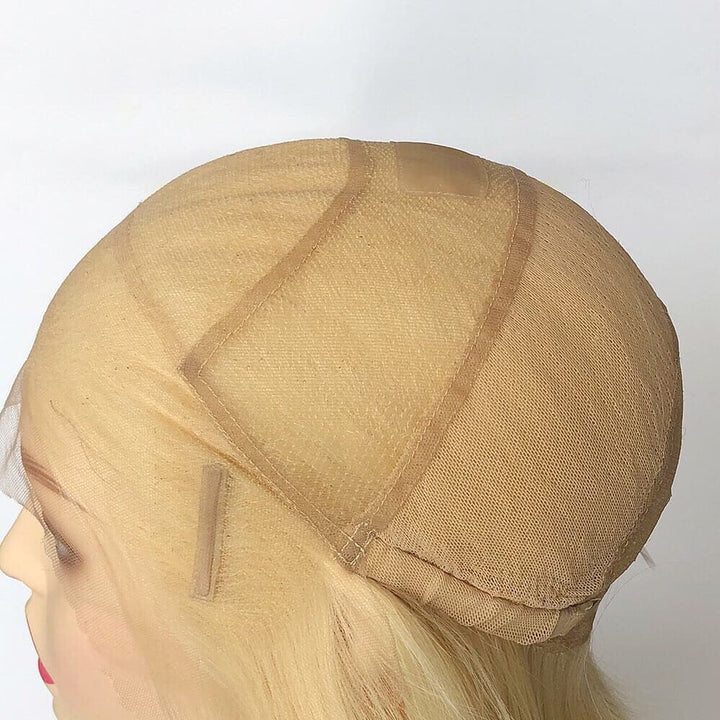 Beige Blonde Straight Virgin Human Hair Swiss Full Lace Medical Wigs- ULOFEY