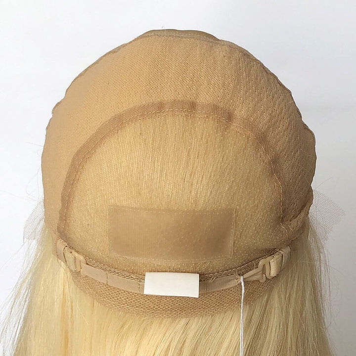 Beige Blonde Straight Virgin Human Hair Swiss Full Lace Medical Wigs- ULOFEY