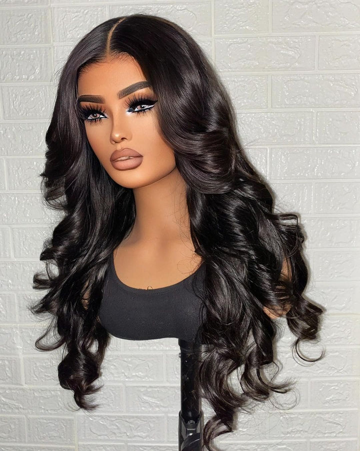 Black Body Wave Pre-Plucked Hairline Glueless 13*6 HD Lace Front Human Hair Wigs - ULOFEY