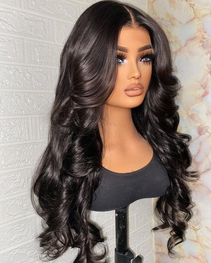 Black Body Wave Pre-Plucked Hairline Glueless 13*6 HD Lace Front Human Hair Wigs - ULOFEY