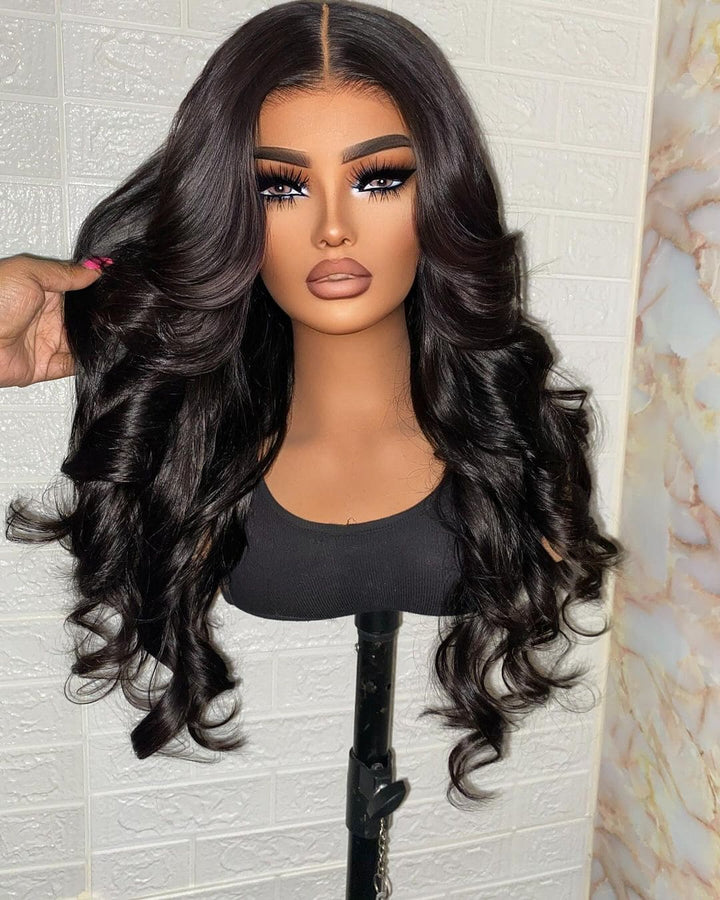 Black Body Wave Pre-Plucked Hairline Glueless 13*6 HD Lace Front Human Hair Wigs - ULOFEY