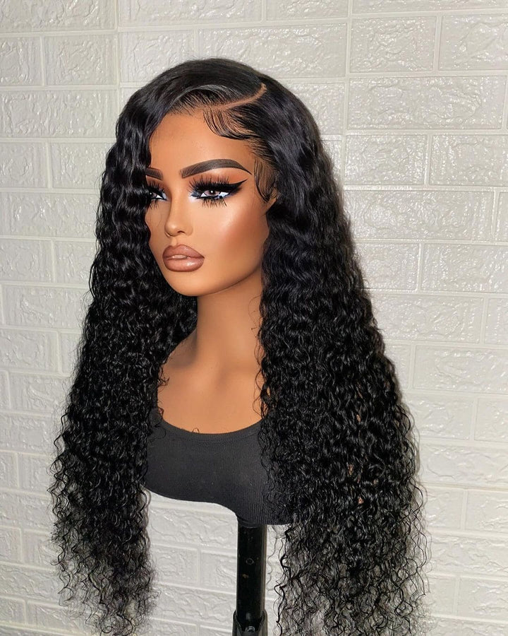 16-24inch Black Curly Deep Wave Glueless 7*5 | 6*5 Closure Human Hair Wig - ULOFEY