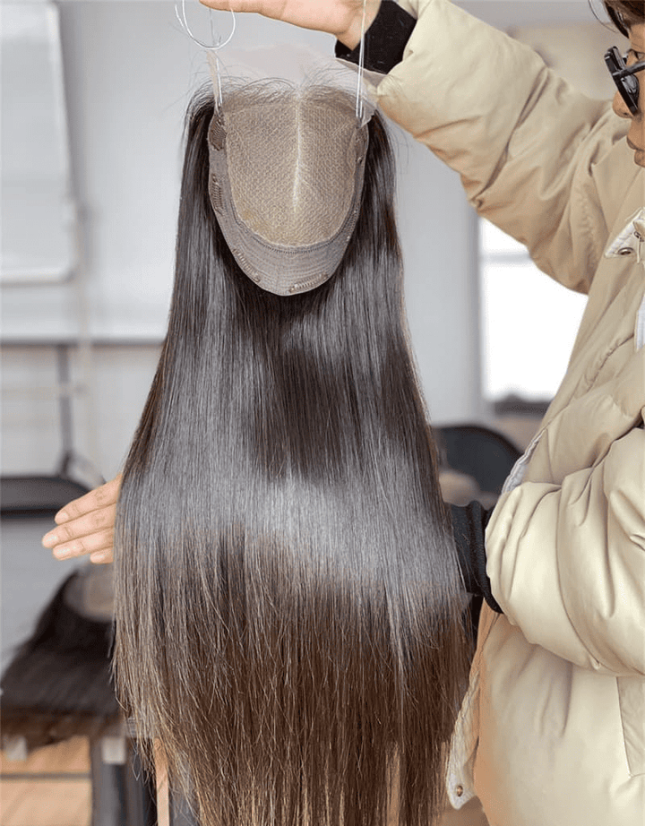 12-20inch Black 8"*8" Lace Front Bouble-layer Diamond Net Virgin Human Hair Topper - Ulofey Wigs
