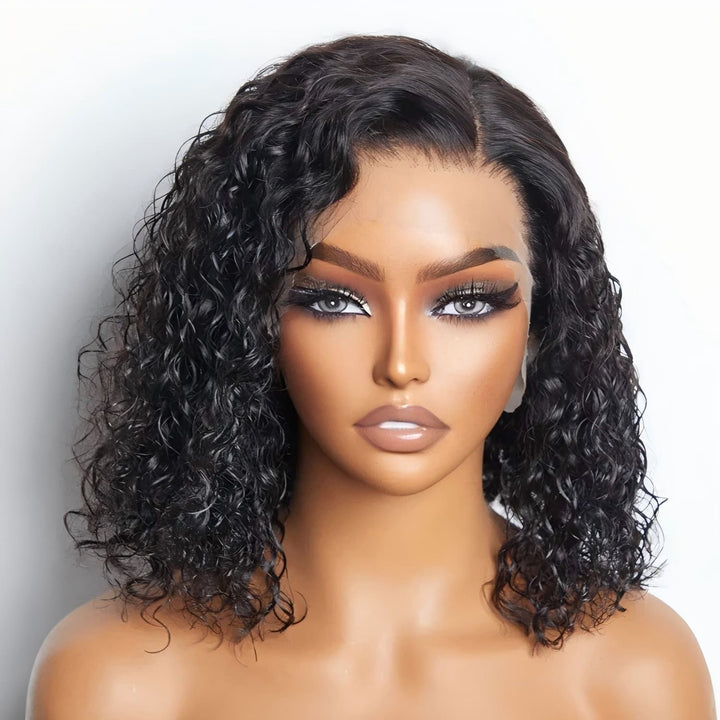 10-14 Inch Black Short Curly Deep Wave Glueless 13x4 Lace Front Wig - ULOFEY