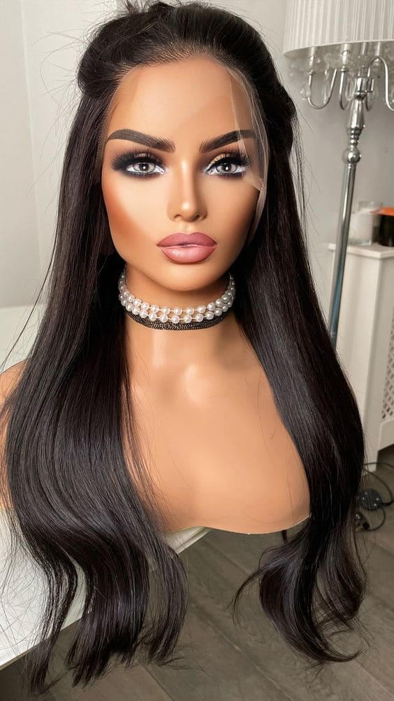 12-28inch Black Silky Straight Pre-plucked 13x6 HD Lace Front Human Hair Wigs - ULOFEY