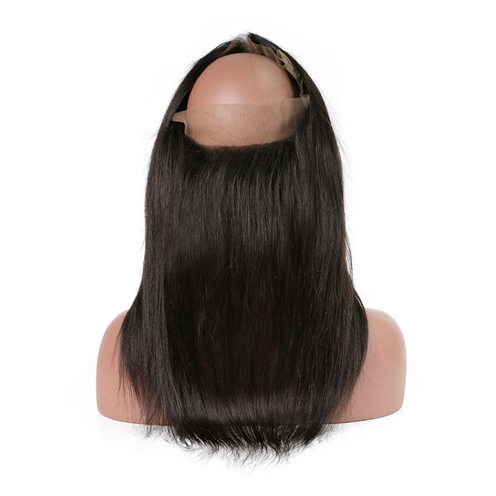 Black Color Straight Transparent Lace Human Hair 360 Frontal Closure