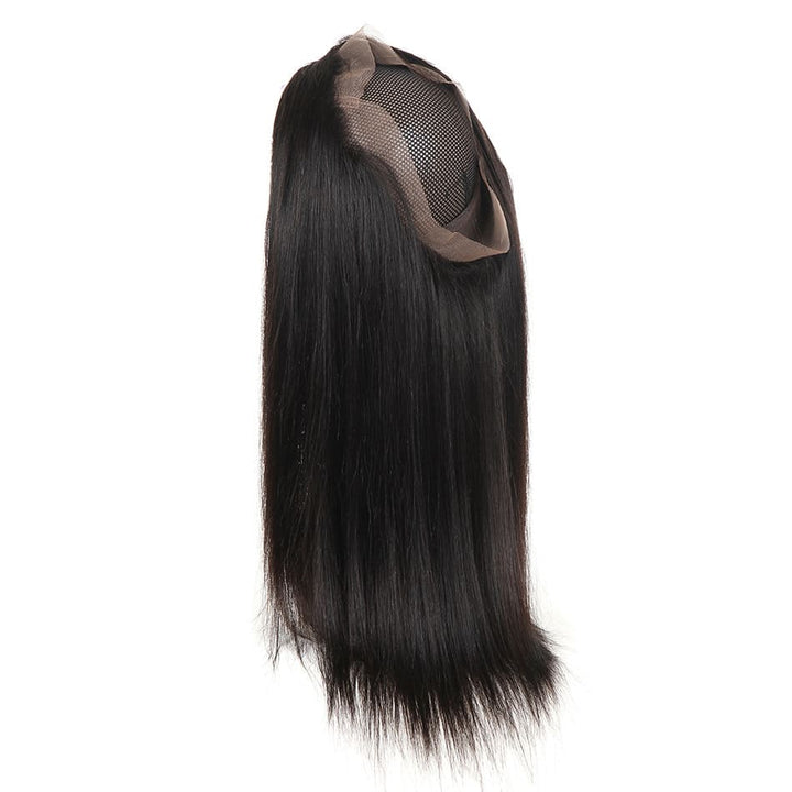 Black Color Straight Transparent Lace Human Hair 360 Frontal Closure