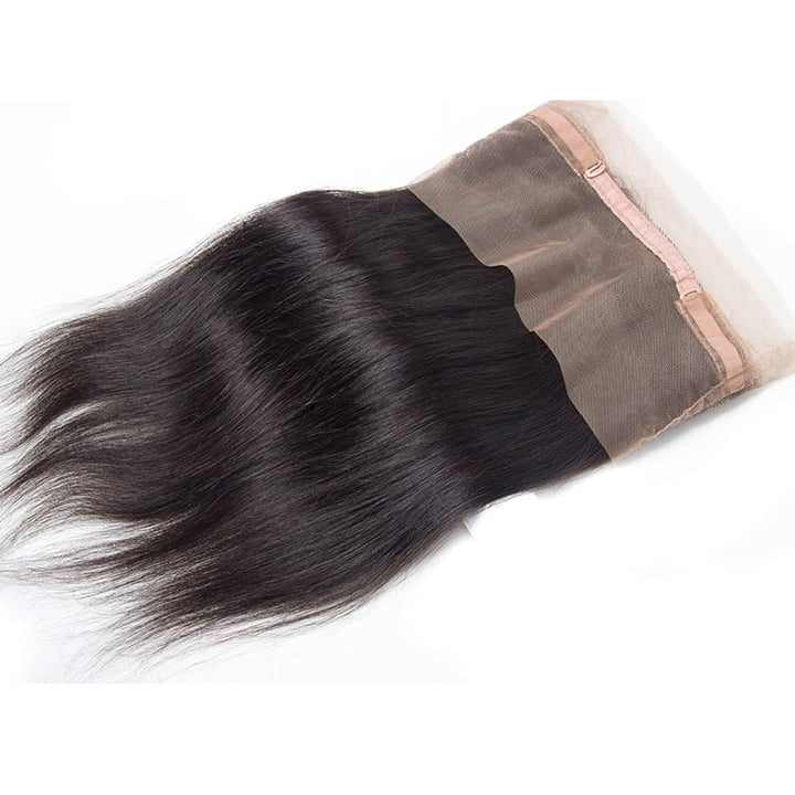 Black Color Straight Transparent Lace Human Hair 360 Frontal Closure