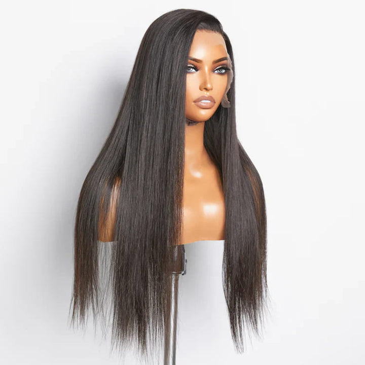 10-28 inch Black Straight Silk Base HD Lace Front Human Hair Wigs - ULOFEY