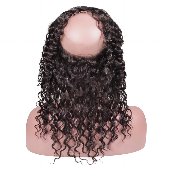 Black Color Water Wave Transparent | HD Lace Human Hair 360 Frontal Closure