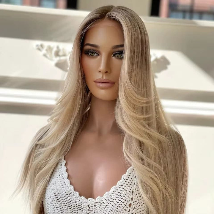 14-24inch Blended Blonde Virgin Human Hair Diamond lace
Top Fully Hand-Tied Medical Wigs - ULOFEY