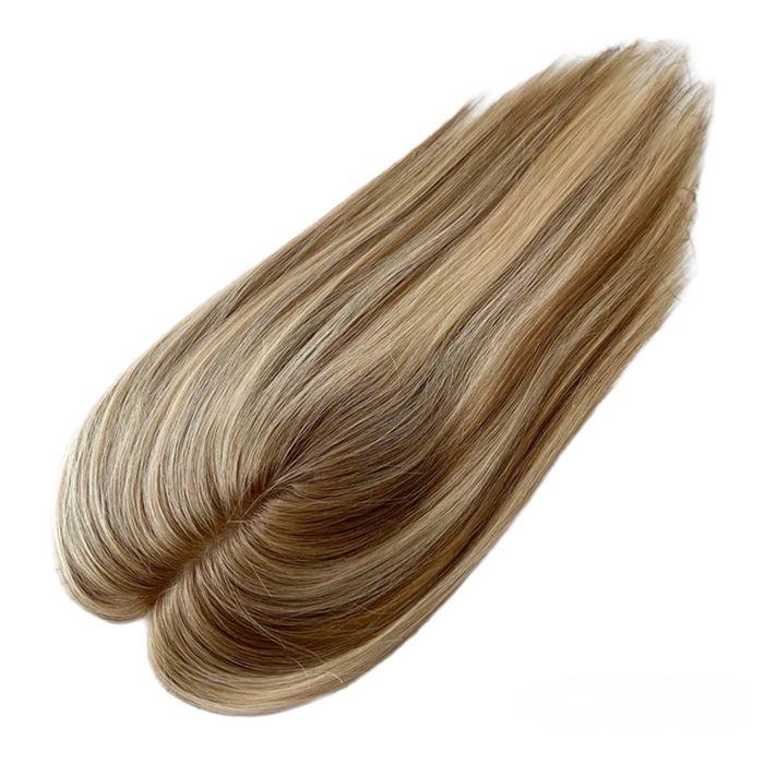 Blonde Highlights with Dark Roots 5"*6" Mono Clip In Virgin Human Hair Topper - ULOFEY