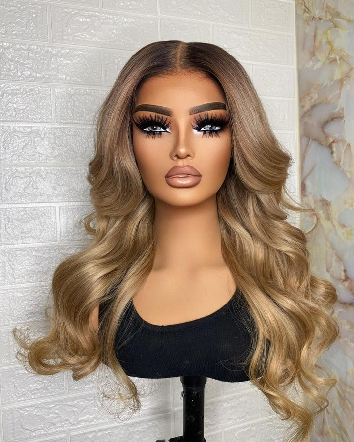 10-26inch Blonde Hightlight Ombre Body Wave Hd Transparent Full Lace Human Hair Wigs For Women - ULOFEY