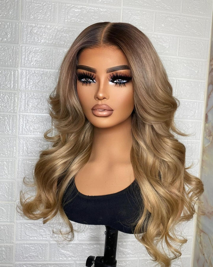 10-26inch Blonde Hightlight Ombre Body Wave Hd Transparent Full Lace Human Hair Wigs For Women - ULOFEY