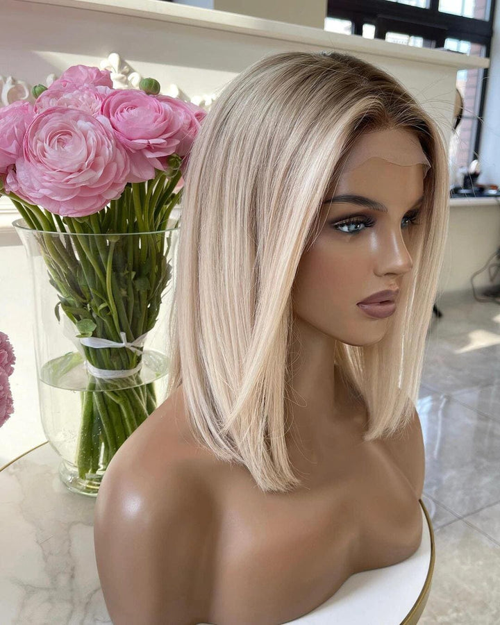 Blonde Ombre Virgin Human Hair Silk Top Lace Hand-Tied Medical Wigs - ULOFEY